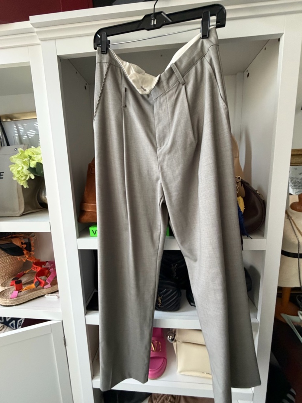 The Frankie Shop womens Straight Dress Pants in Light Gray